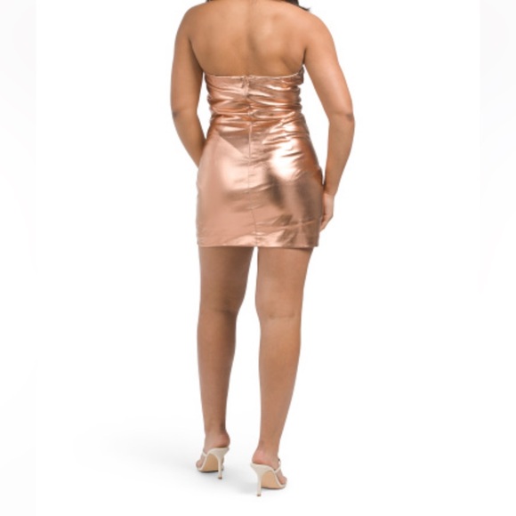 ZARA | NWT Women’s Strapless Bronze Metallic Mini Dress - Picture 2 of 8